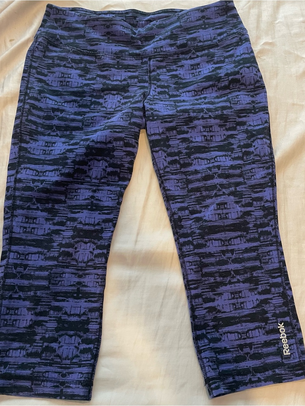 Reebok Girls' Blue and Black Patterned Leggings
